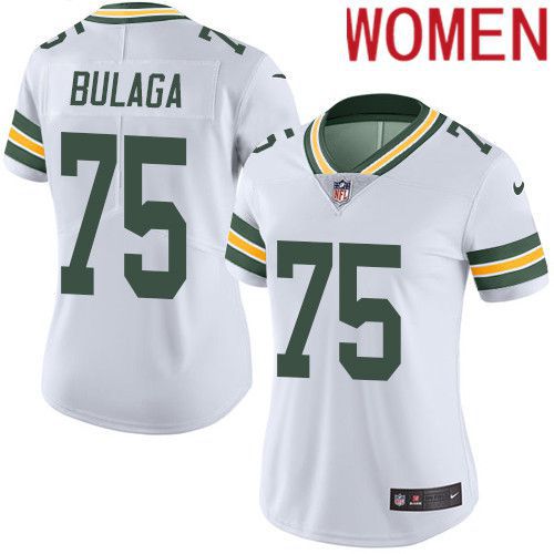 Women Green Bay Packers #75 Bryan Bulaga White Nike Vapor Limited NFL Jersey->women nfl jersey->Women Jersey